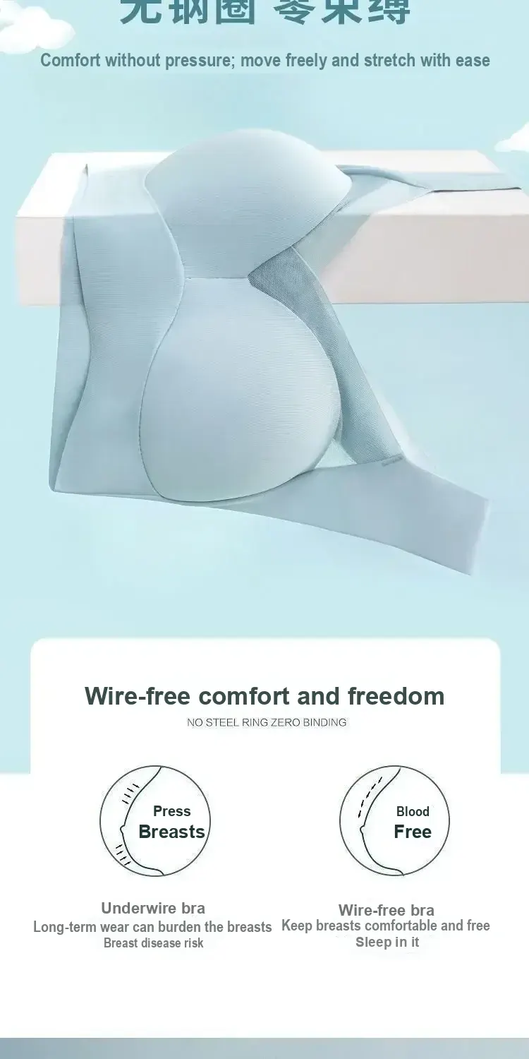Light blue bra displayed sideways to show its shape and band.