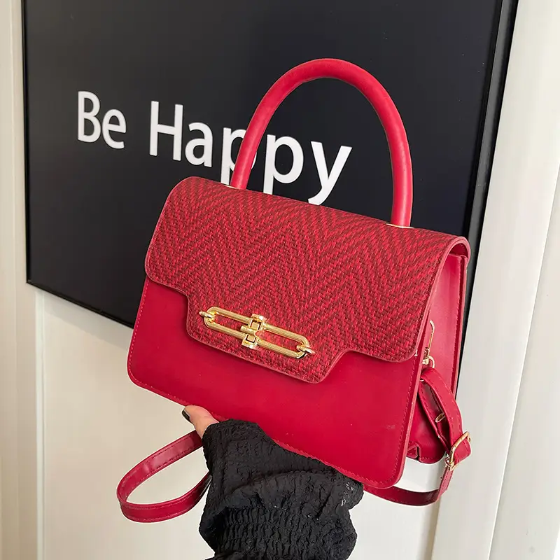 Retro Square Handbag 2025 Korean Style Texturized Lock - Image 8