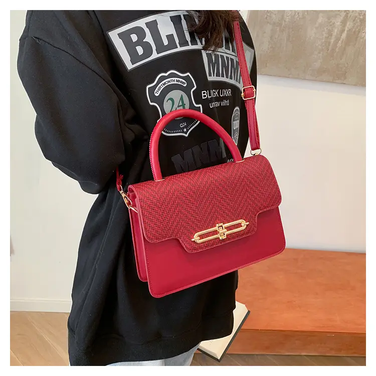 Retro Square Handbag 2025 Korean Style Texturized Lock — feature 12