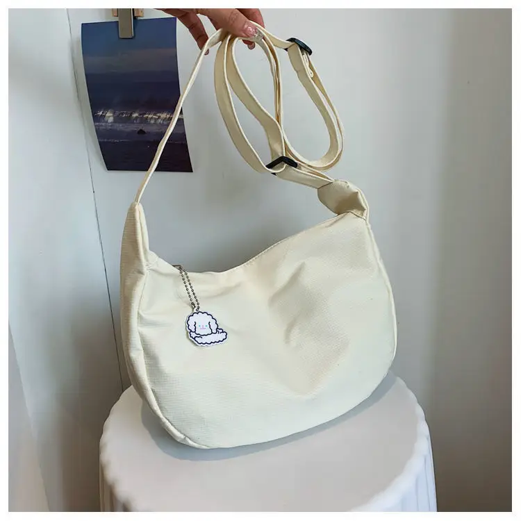 White Satchel Shoulder Bag with Chain Strap — feature 35