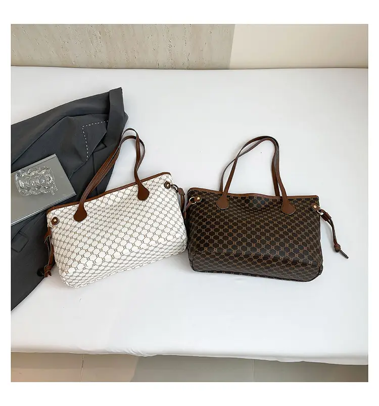 Women's Printed Shoulder Bag Large Capacity Brown White — feature 27