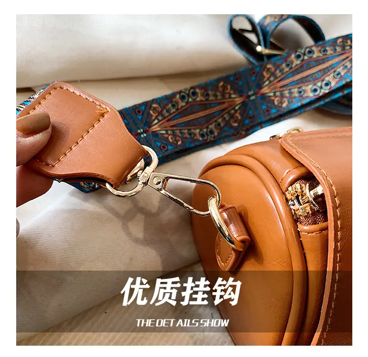 Women's Brown Leather Crossbody Bag with Wide Strap — feature 13