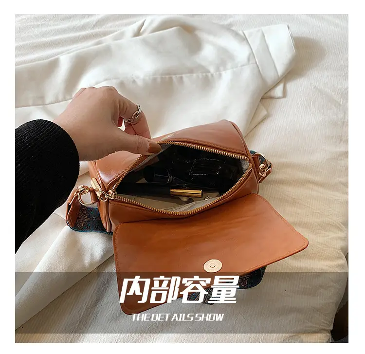 Women's Brown Leather Crossbody Bag with Wide Strap — feature 14