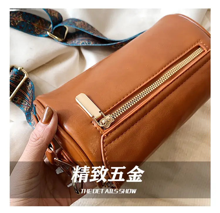Women's Brown Leather Crossbody Bag with Wide Strap — feature 15