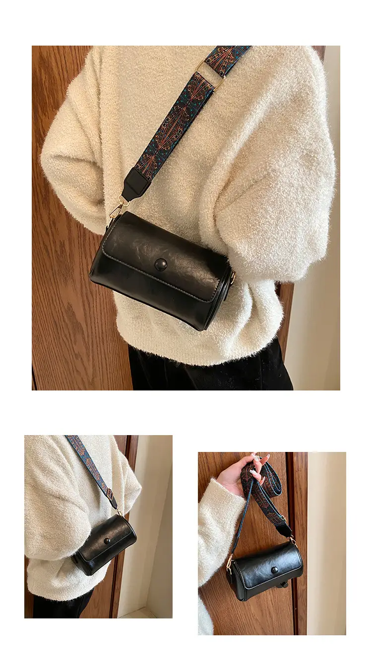 Women's Brown Leather Crossbody Bag with Wide Strap — feature 4