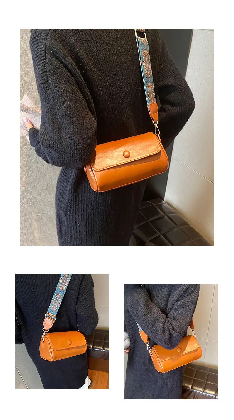 Women's Brown Leather Crossbody Bag with Wide Strap — feature 5