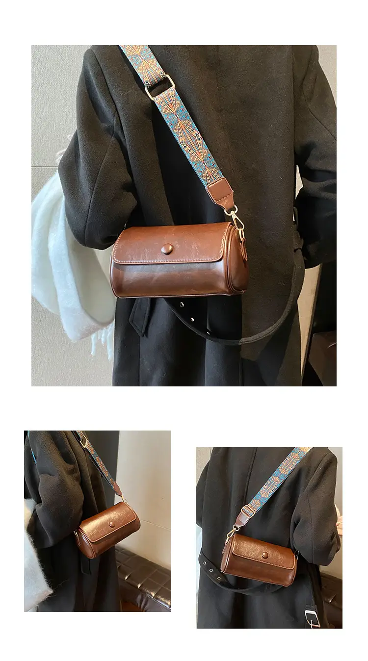 Women's Brown Leather Crossbody Bag with Wide Strap — feature 6