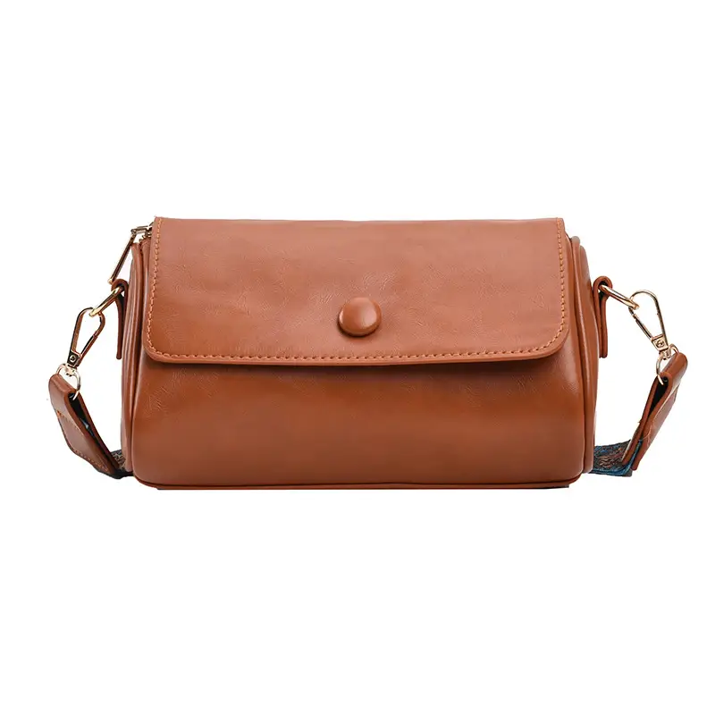 Women's Brown Leather Crossbody Bag with Wide Strap - Image 2