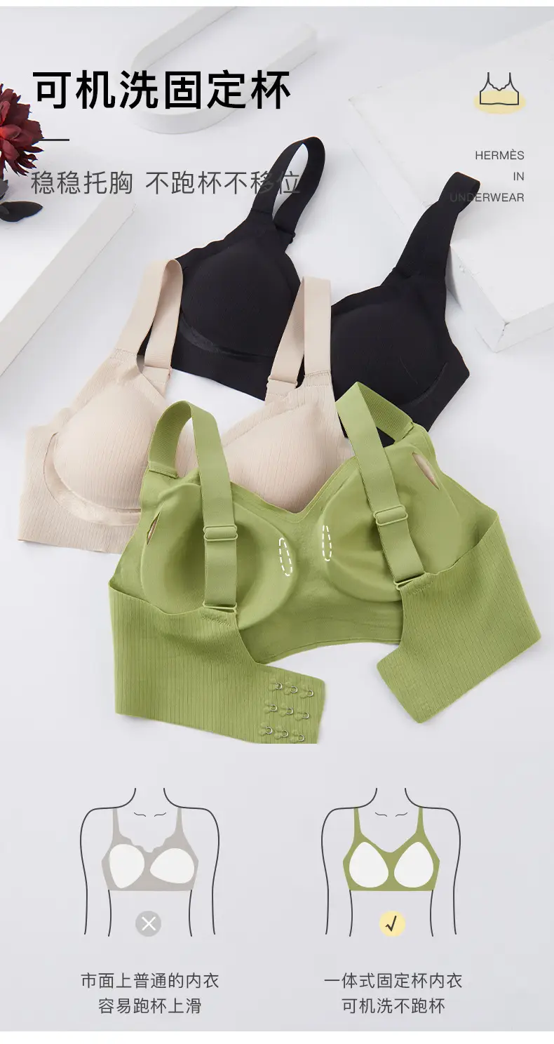 Green Seamless Non-Padded Bra for Large Chest — feature 8