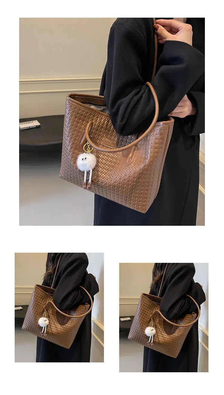 Brown Quilted Women's Shoulder Bag Large Capacity β feature 6