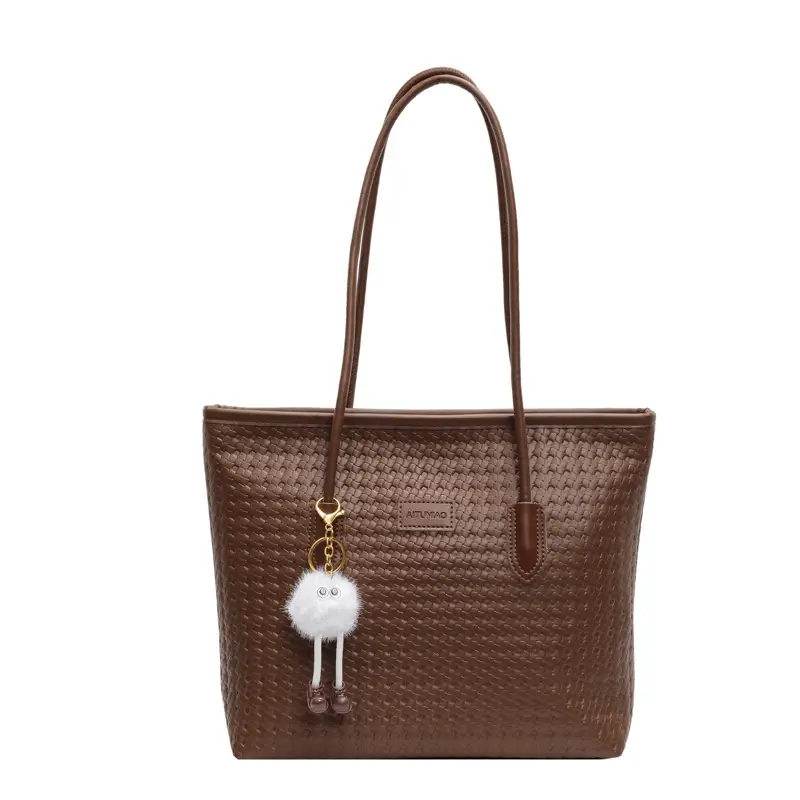 Brown Quilted Women's Shoulder Bag Large Capacity - Image 2