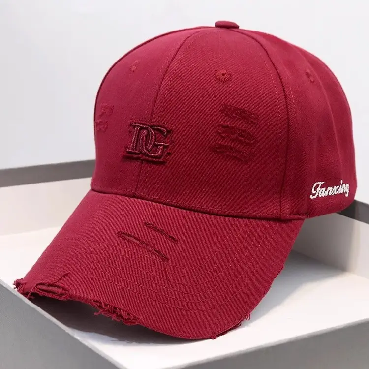 Women's Beige Hole D Letter Baseball Cap - Image 3