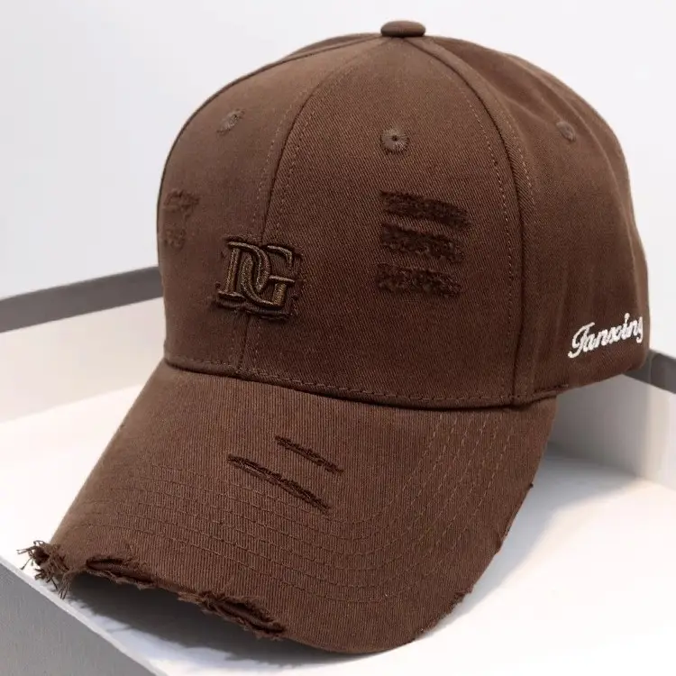 Women's Beige Hole D Letter Baseball Cap - Image 4