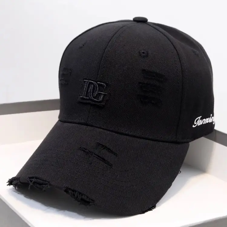 Women's Beige Hole D Letter Baseball Cap - Image 5