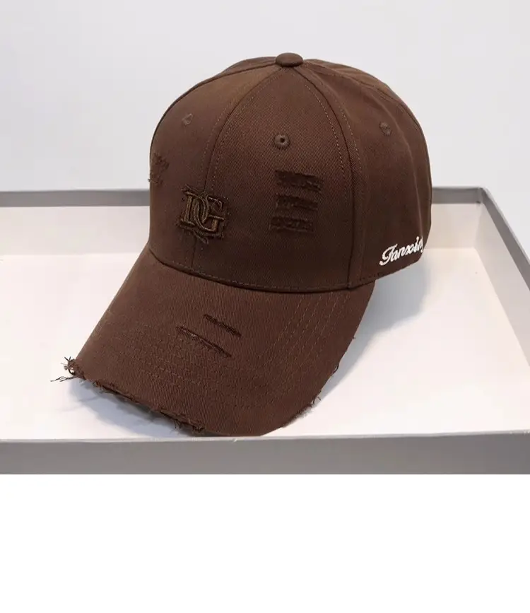 Women's Beige Hole D Letter Baseball Cap — feature 9