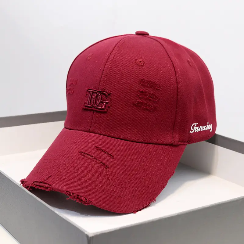 Women's Beige Hole D Letter Baseball Cap - Image 2