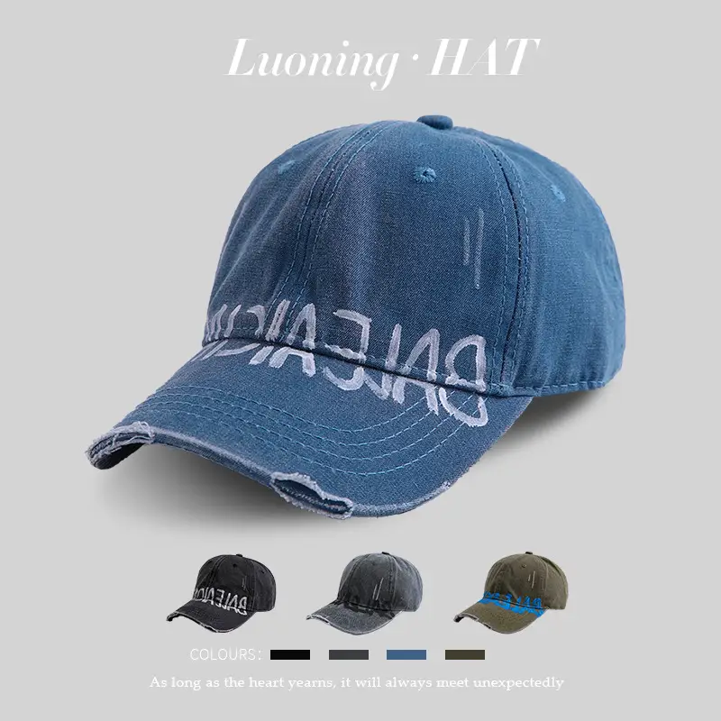 Women American Style Retro Washed Duck Cap with Large Brim — feature 3