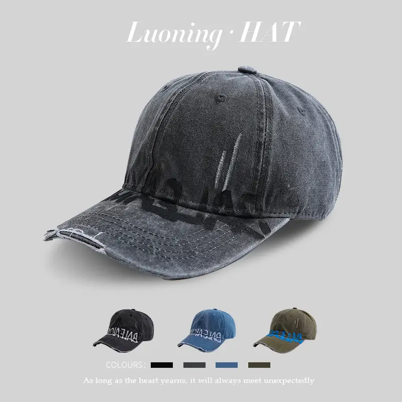Women American Style Retro Washed Duck Cap with Large Brim — feature 5