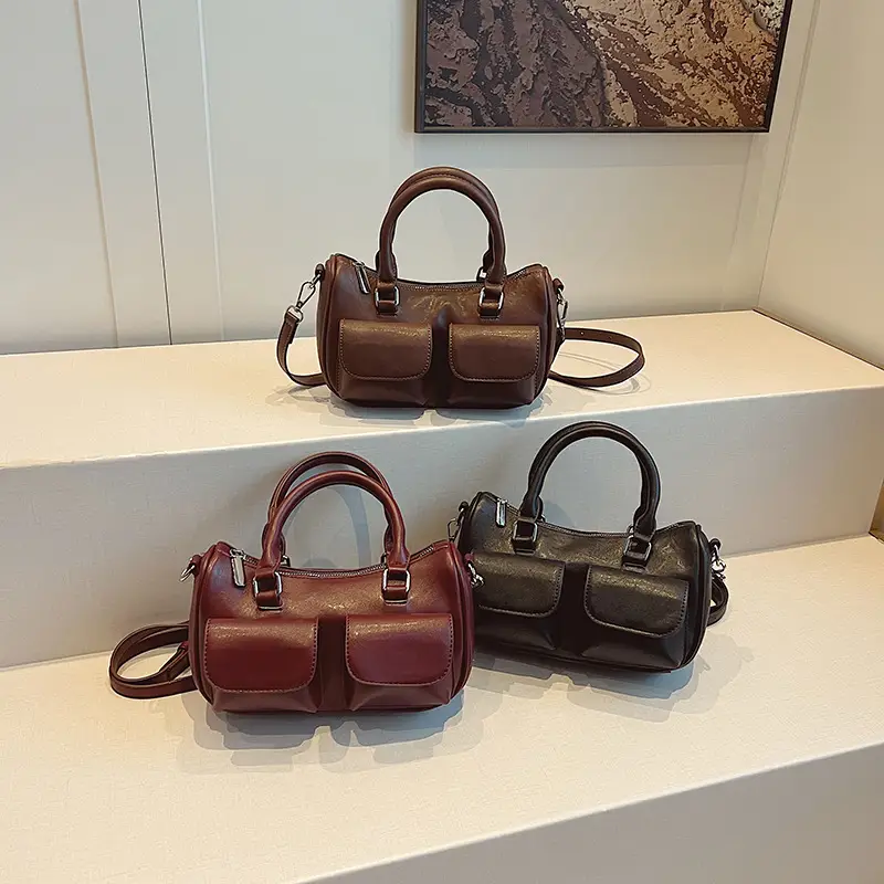 Women's 2025 Retro Shoulder Bag Brown Black Crossbody - Image 4