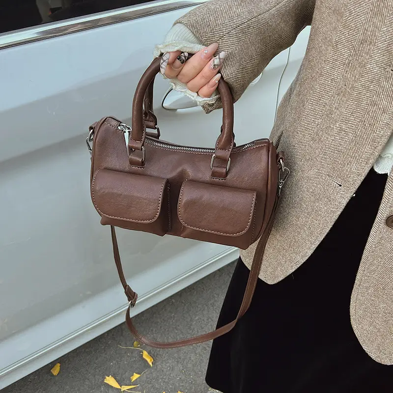 Women's 2025 Retro Shoulder Bag Brown Black Crossbody - Image 5
