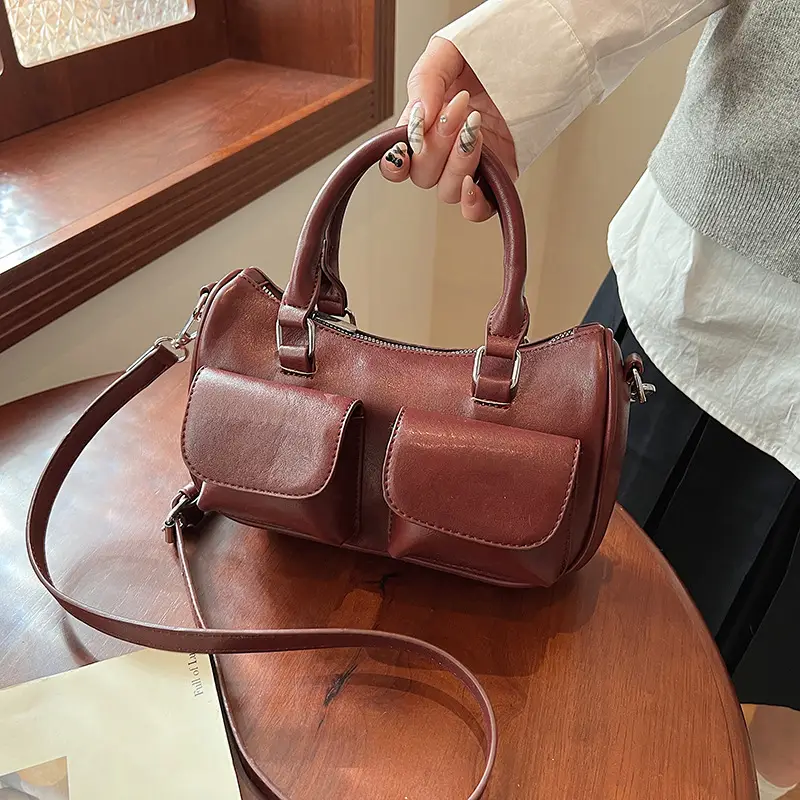 Women's 2025 Retro Shoulder Bag Brown Black Crossbody - Image 6