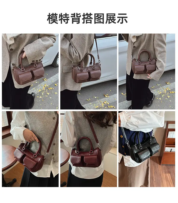 Women's 2025 Retro Shoulder Bag Brown Black Crossbody — feature 11