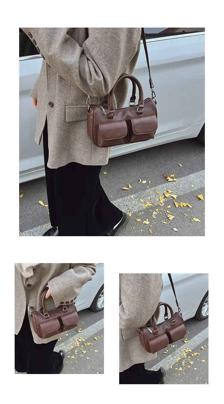 Women's 2025 Retro Shoulder Bag Brown Black Crossbody — feature 12