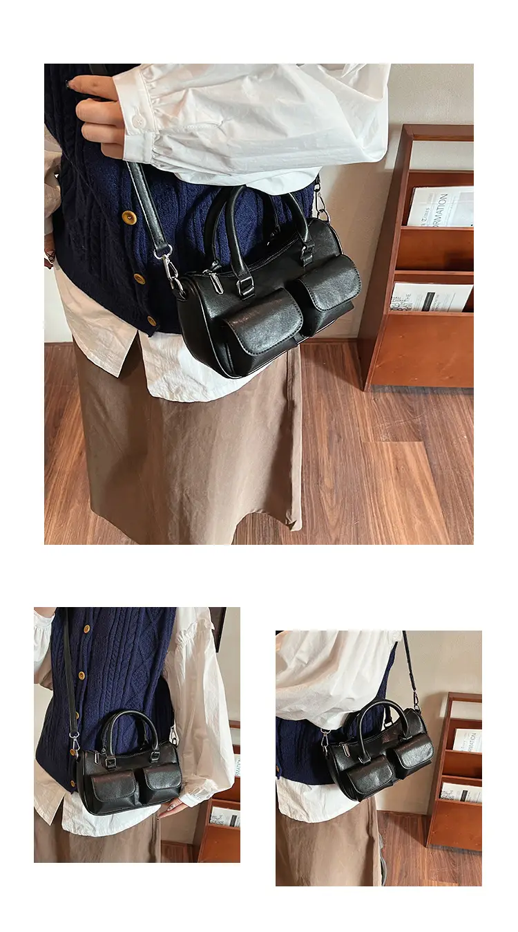 Women's 2025 Retro Shoulder Bag Brown Black Crossbody — feature 13