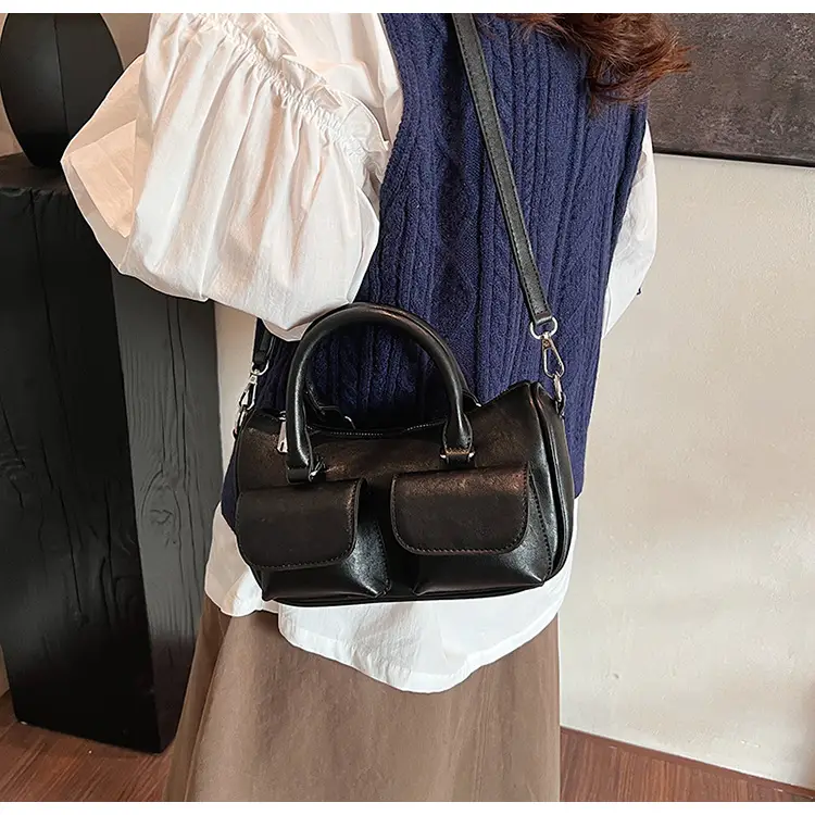 Women's 2025 Retro Shoulder Bag Brown Black Crossbody — feature 21
