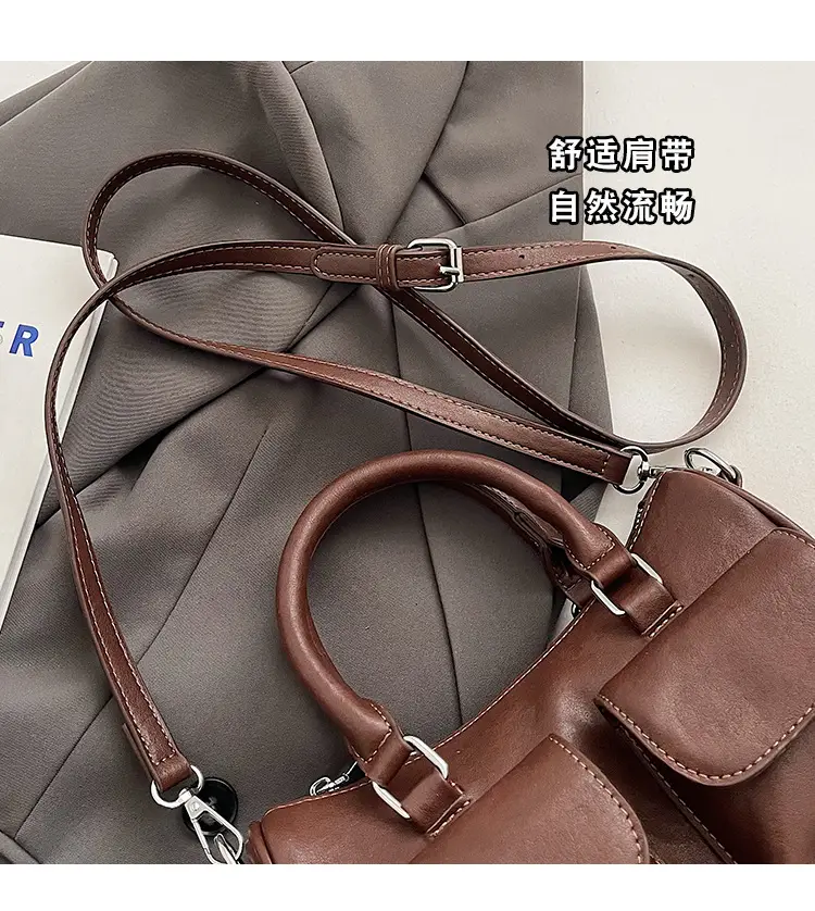 Women's 2025 Retro Shoulder Bag Brown Black Crossbody — feature 4