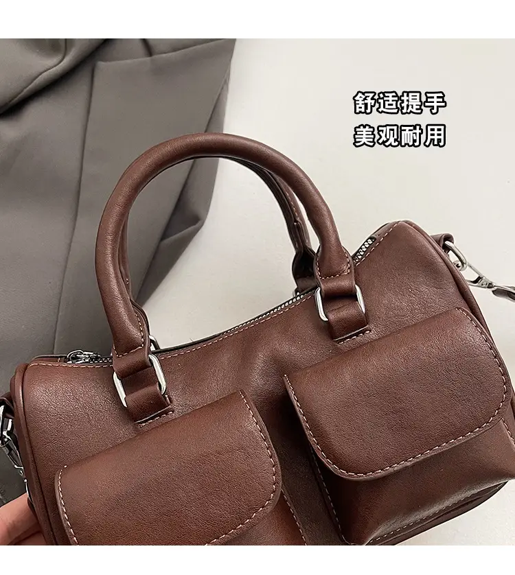 Women's 2025 Retro Shoulder Bag Brown Black Crossbody — feature 8