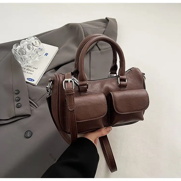 Women's 2025 Retro Shoulder Bag Brown Black Crossbody - Image 3