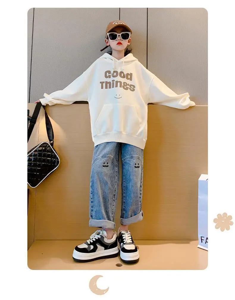 Girls' Jeans Spring & Fall New Internet Celebrity Medium and Large Children's Loose Girls' Single Pants Spring Autumn Summer Straight Wide Leg Pants — feature 21