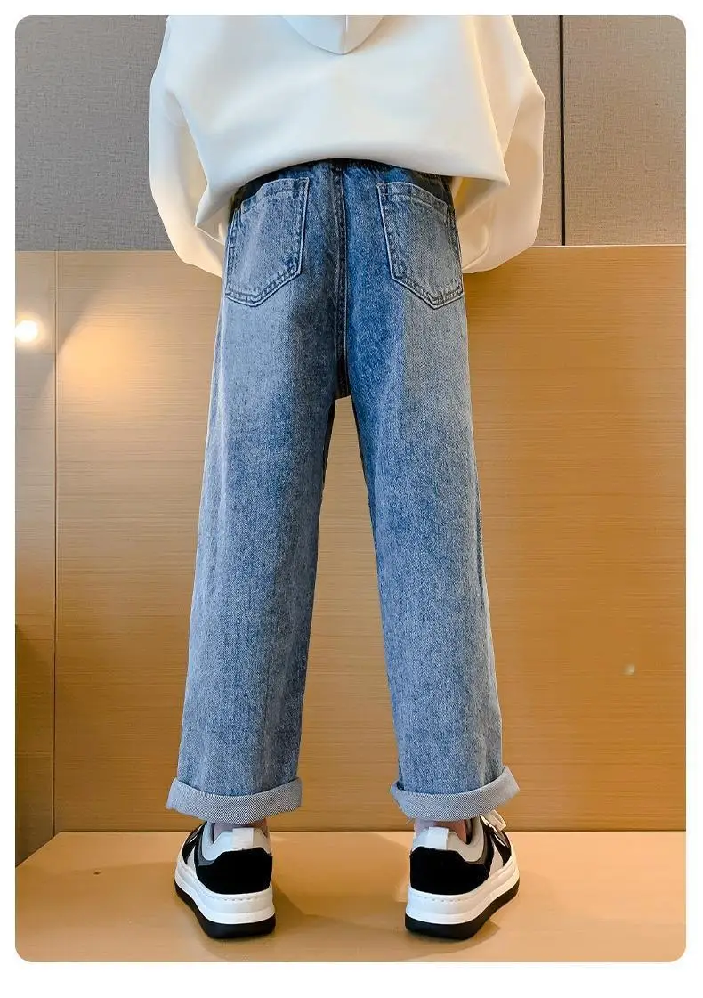 Girls' Jeans Spring & Fall New Internet Celebrity Medium and Large Children's Loose Girls' Single Pants Spring Autumn Summer Straight Wide Leg Pants — feature 23