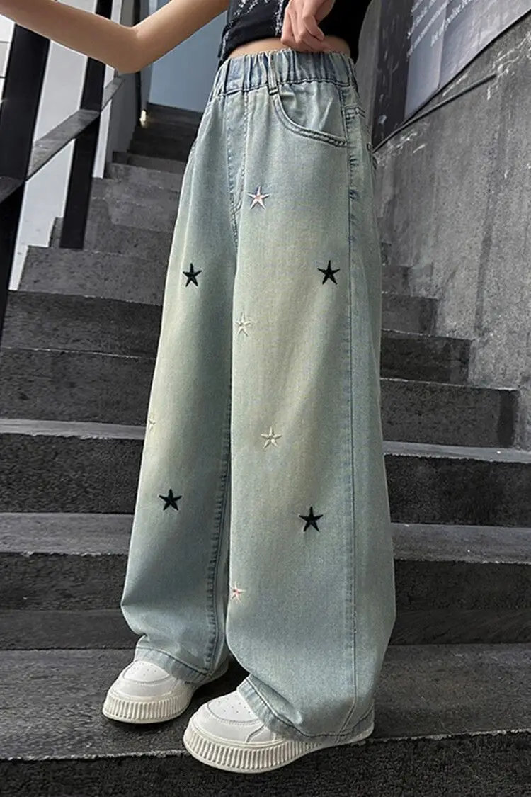 Girls' Jeans Spring & Fall New Internet Celebrity Medium and Large Children's Loose Girls' Single Pants Spring Autumn Summer Straight Wide Leg Pants — feature 3