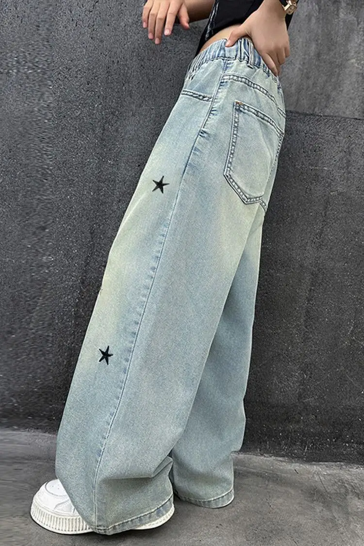 Girls' Jeans Spring & Fall New Internet Celebrity Medium and Large Children's Loose Girls' Single Pants Spring Autumn Summer Straight Wide Leg Pants — feature 6