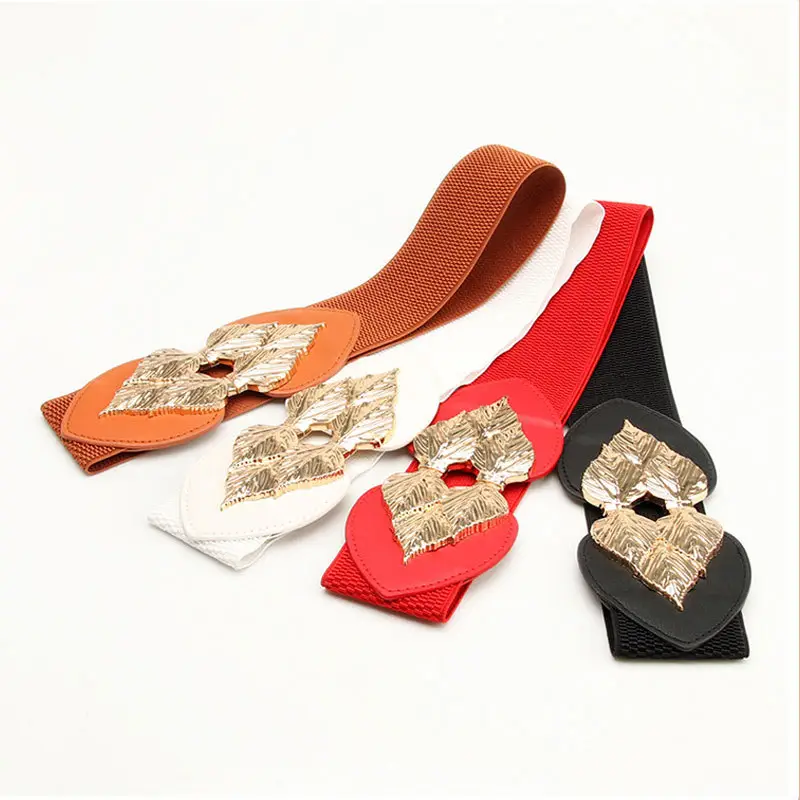 Golden Leaf Elastic Waist Belt for Women