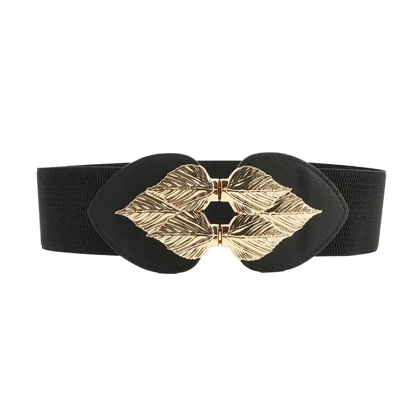 Golden Leaf Elastic Waist Belt for Women