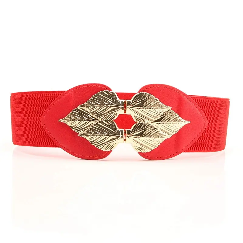 Golden Leaf Elastic Waist Belt for Women