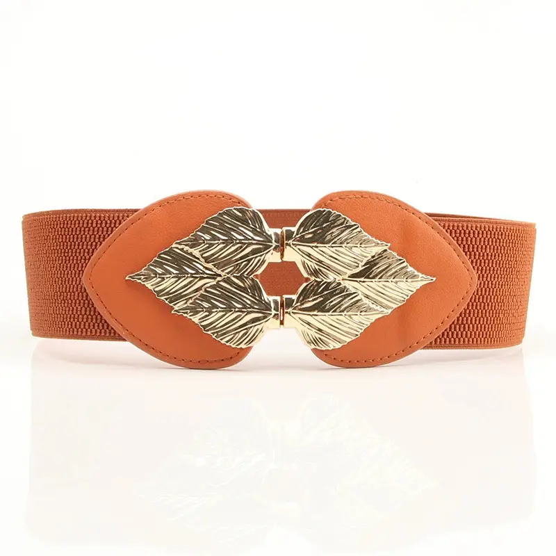Golden Leaf Elastic Waist Belt for Women