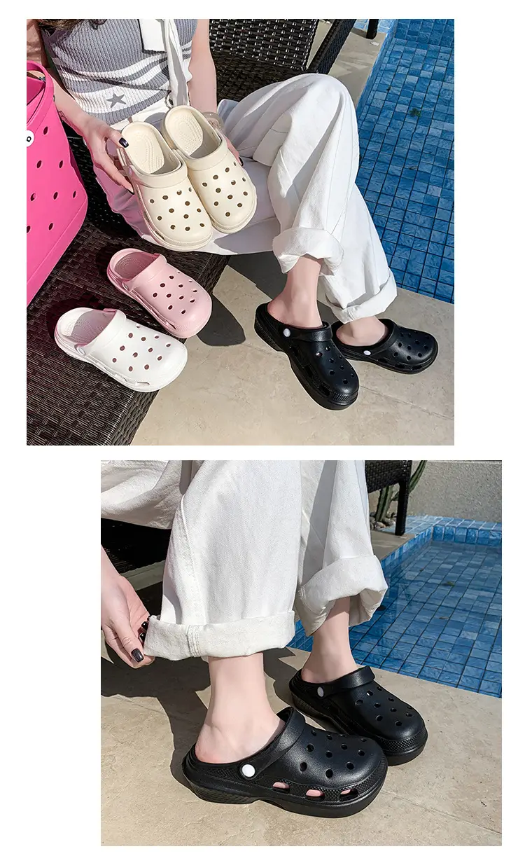 New Style Hole Shoes Women's Summer Outer Wear Breathable Height-Increasing Wear-Resistant Sandals Thick Sole Odor-Resistant Hollow Out-Tramping Feeling Baotou Slippers — feature 11
