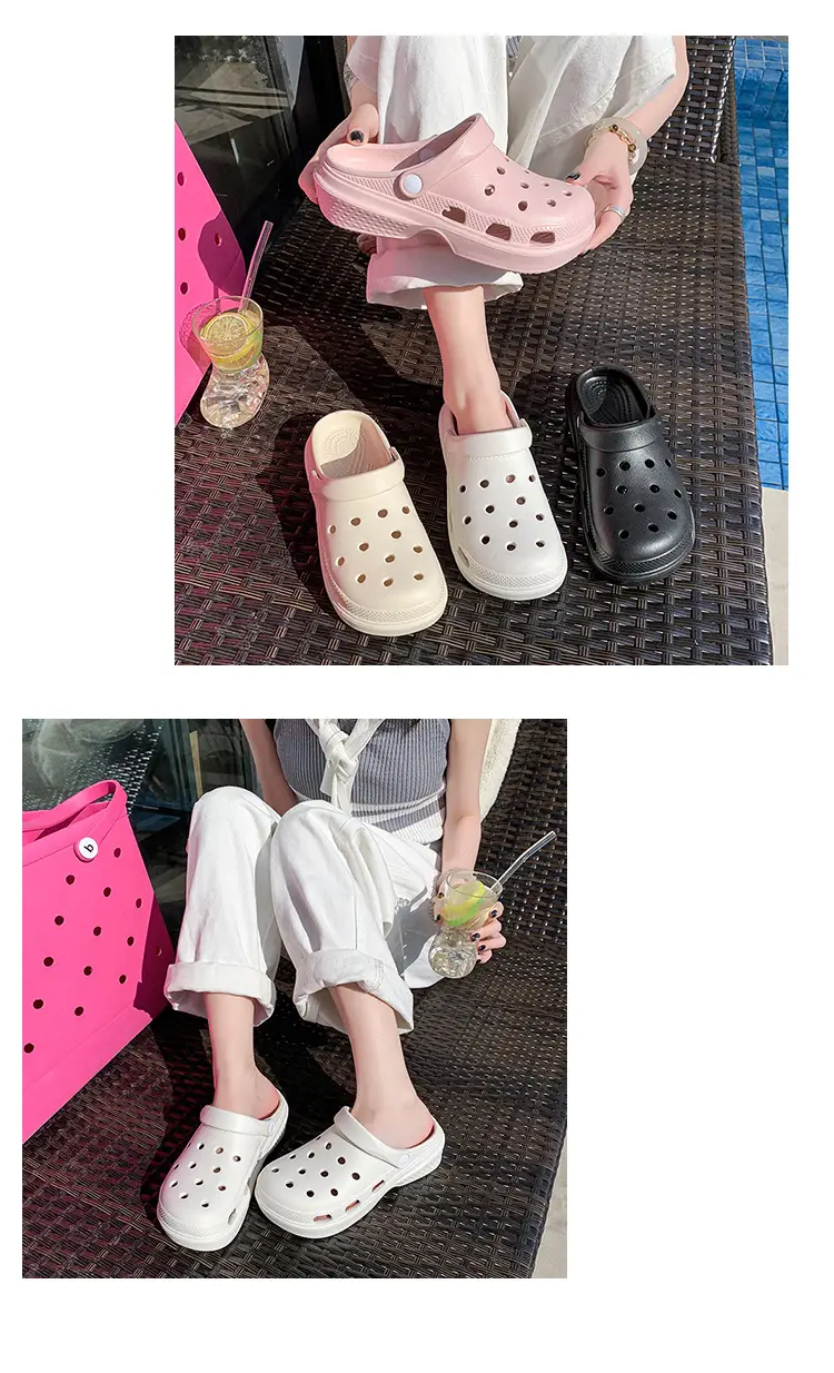 New Style Hole Shoes Women's Summer Outer Wear Breathable Height-Increasing Wear-Resistant Sandals Thick Sole Odor-Resistant Hollow Out-Tramping Feeling Baotou Slippers — feature 15