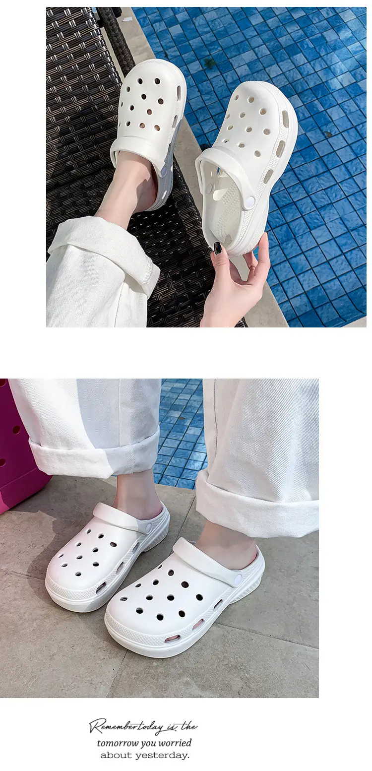 New Style Hole Shoes Women's Summer Outer Wear Breathable Height-Increasing Wear-Resistant Sandals Thick Sole Odor-Resistant Hollow Out-Tramping Feeling Baotou Slippers — feature 16