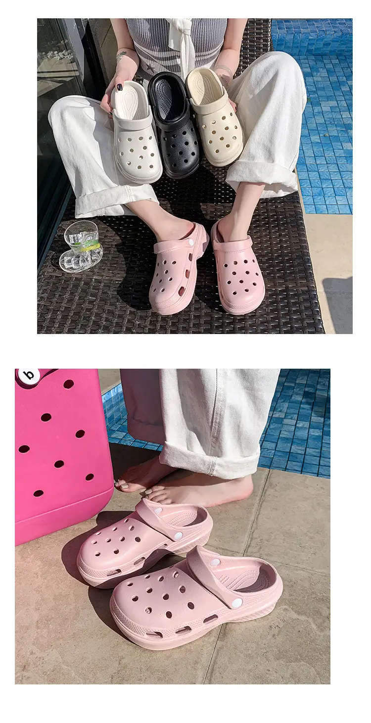 New Style Hole Shoes Women's Summer Outer Wear Breathable Height-Increasing Wear-Resistant Sandals Thick Sole Odor-Resistant Hollow Out-Tramping Feeling Baotou Slippers — feature 20