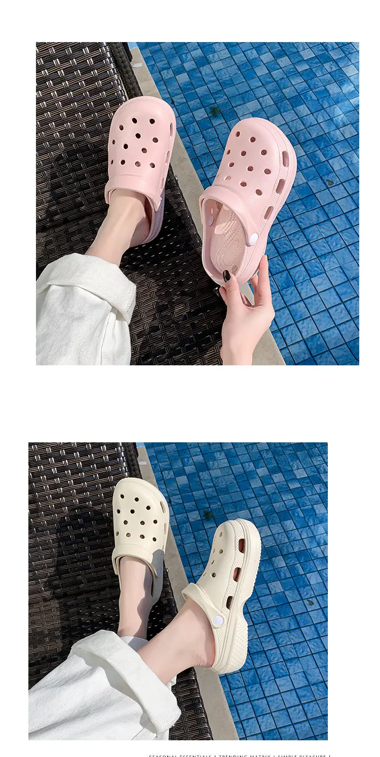 New Style Hole Shoes Women's Summer Outer Wear Breathable Height-Increasing Wear-Resistant Sandals Thick Sole Odor-Resistant Hollow Out-Tramping Feeling Baotou Slippers — feature 21