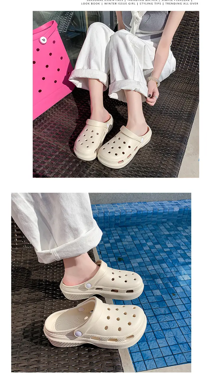 New Style Hole Shoes Women's Summer Outer Wear Breathable Height-Increasing Wear-Resistant Sandals Thick Sole Odor-Resistant Hollow Out-Tramping Feeling Baotou Slippers — feature 22