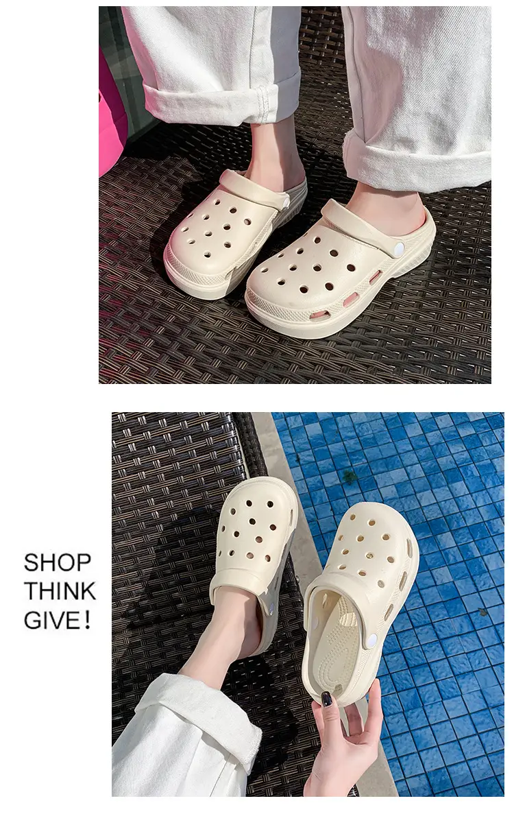New Style Hole Shoes Women's Summer Outer Wear Breathable Height-Increasing Wear-Resistant Sandals Thick Sole Odor-Resistant Hollow Out-Tramping Feeling Baotou Slippers — feature 23