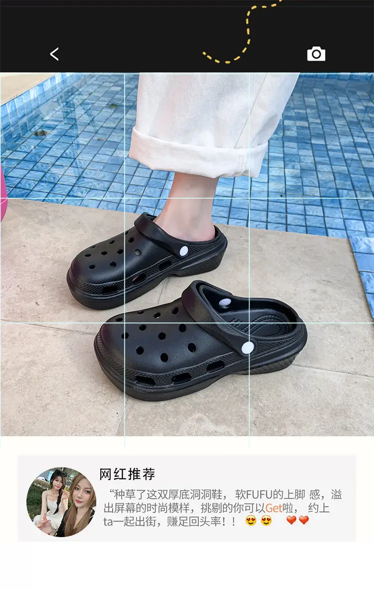 New Style Hole Shoes Women's Summer Outer Wear Breathable Height-Increasing Wear-Resistant Sandals Thick Sole Odor-Resistant Hollow Out-Tramping Feeling Baotou Slippers — feature 3
