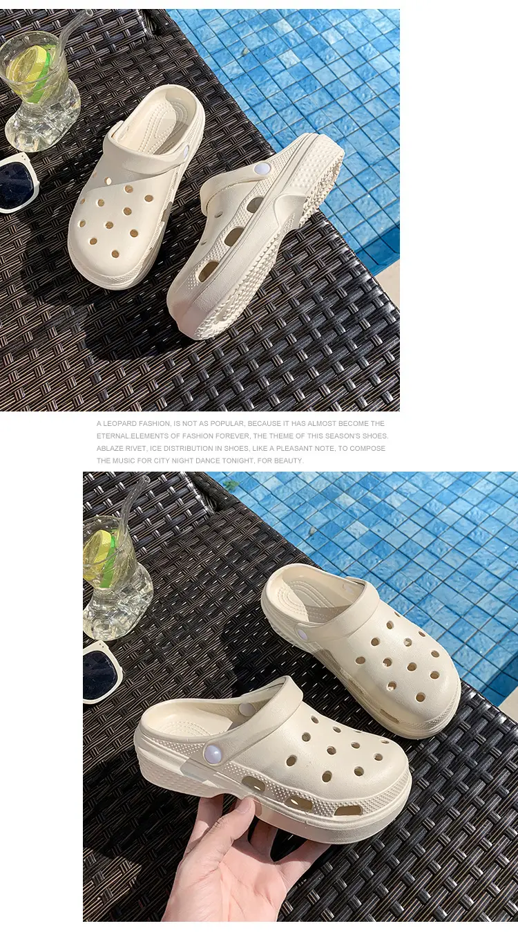 New Style Hole Shoes Women's Summer Outer Wear Breathable Height-Increasing Wear-Resistant Sandals Thick Sole Odor-Resistant Hollow Out-Tramping Feeling Baotou Slippers — feature 30