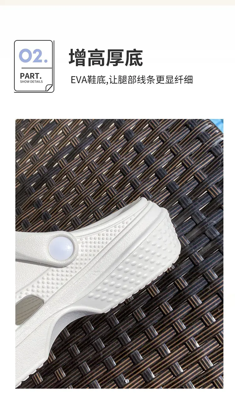 New Style Hole Shoes Women's Summer Outer Wear Breathable Height-Increasing Wear-Resistant Sandals Thick Sole Odor-Resistant Hollow Out-Tramping Feeling Baotou Slippers — feature 5